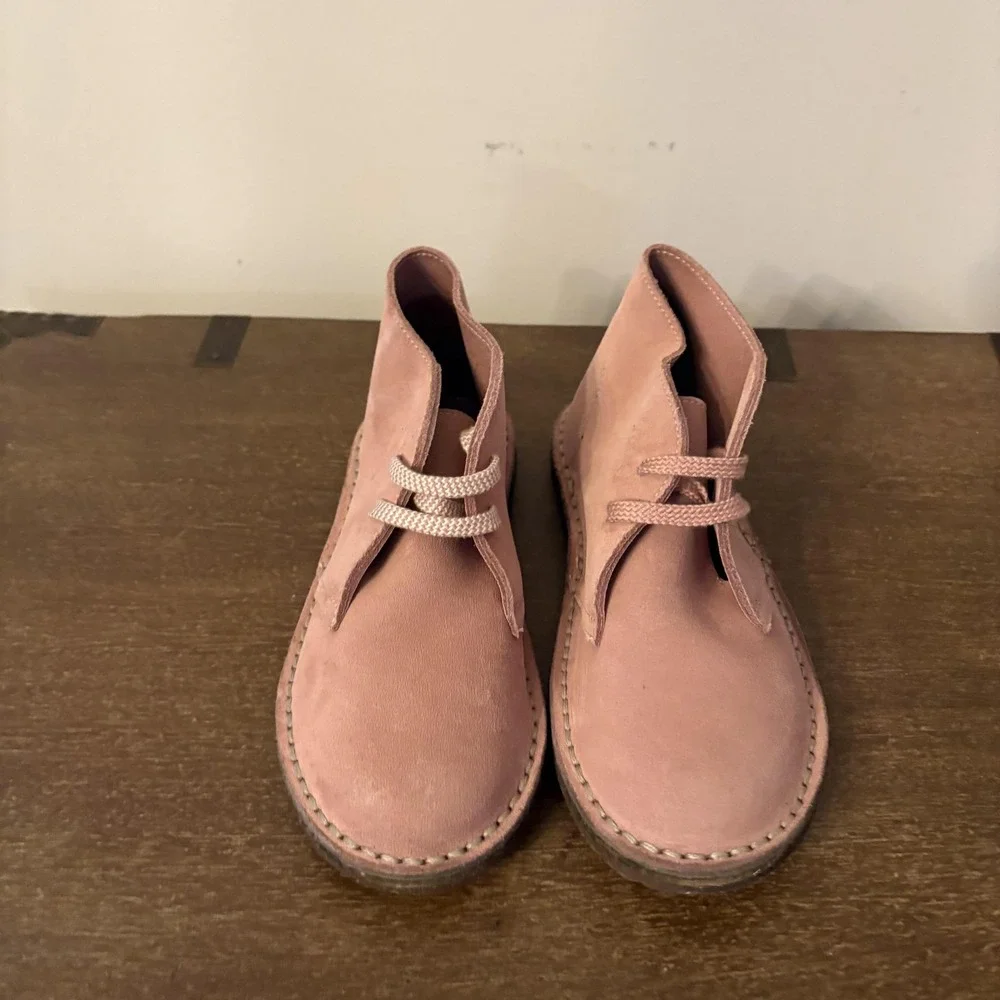 Crewcuts Boots Kids Size 3 Pink Leather Desert Chukka Ankle Made In Italy